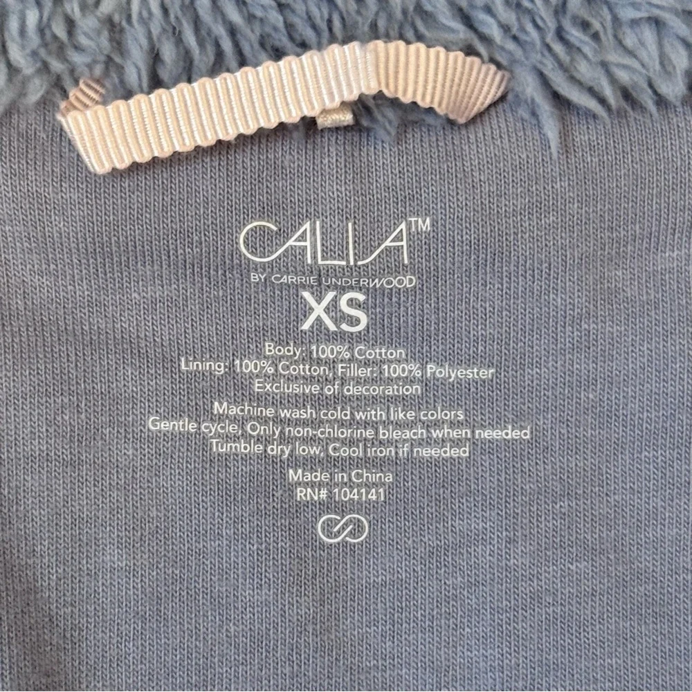 CALIA Quilted Blue Full Zip 100% Cotton Vest Fleece Neckline Women’s Size XS - Picture 10 of 13